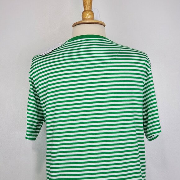 Denim & Flower Cotton Green White Striped "Lucky" St. Patrick's Day Top Size M - Picture 8 of 16